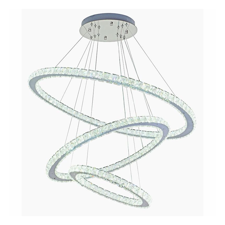 LED prigušiva kristalni luster na sajli LED/210W/230V 3000-6500K srebrna + daljinski upravljač