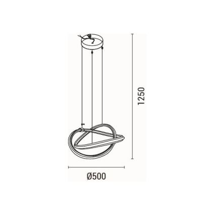 LED luster na sajli SATURN LED/38W/230V 3000K 50x120 cm