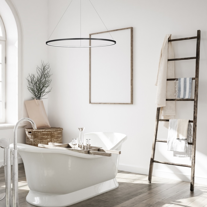 LED luster na sajli SATURNO LED/57W/230V prečnik 100 cm IP44 crna