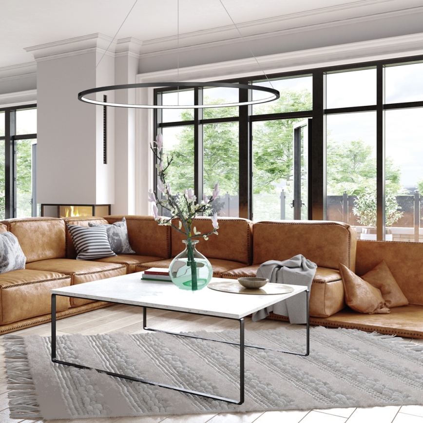 LED luster na sajli SATURNO LED/57W/230V prečnik 100 cm IP44 crna