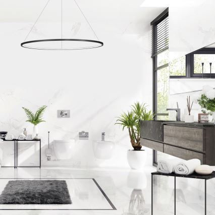 LED luster na sajli SATURNO LED/65W/230V prečnik 120 cm IP44 crna