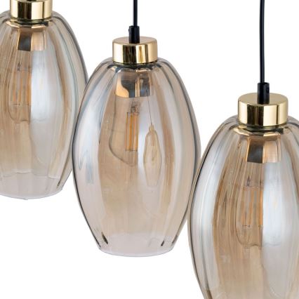 LED luster na sajli SEBO 1xE27/15W/230V crna/zadimljeno bež