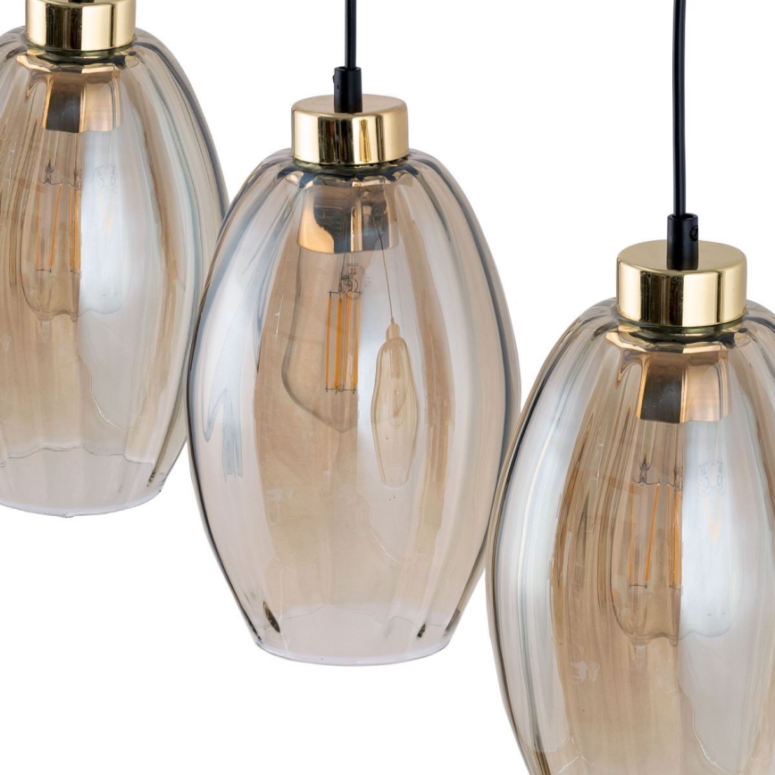 LED luster na sajli SEBO 1xE27/15W/230V crna/zadimljeno bež
