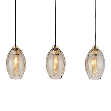 LED luster na sajli SEBO 3xE27/15W/230V crna/zadimljena bež