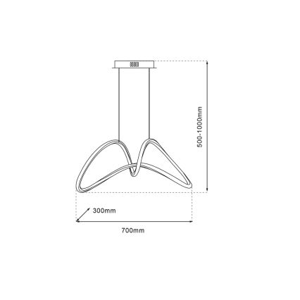 LED luster na sajli TESORO LED/48W/230V sjajni hrom