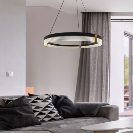 LED luster na sajli TRIANGLE LED/40W/230V 3000/4000/6000K Ø 60 cm, crna