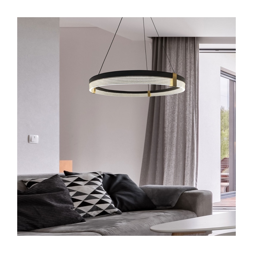 LED luster na sajli TRIANGLE LED/40W/230V 3000/4000/6000K Ø 60 cm, crna
