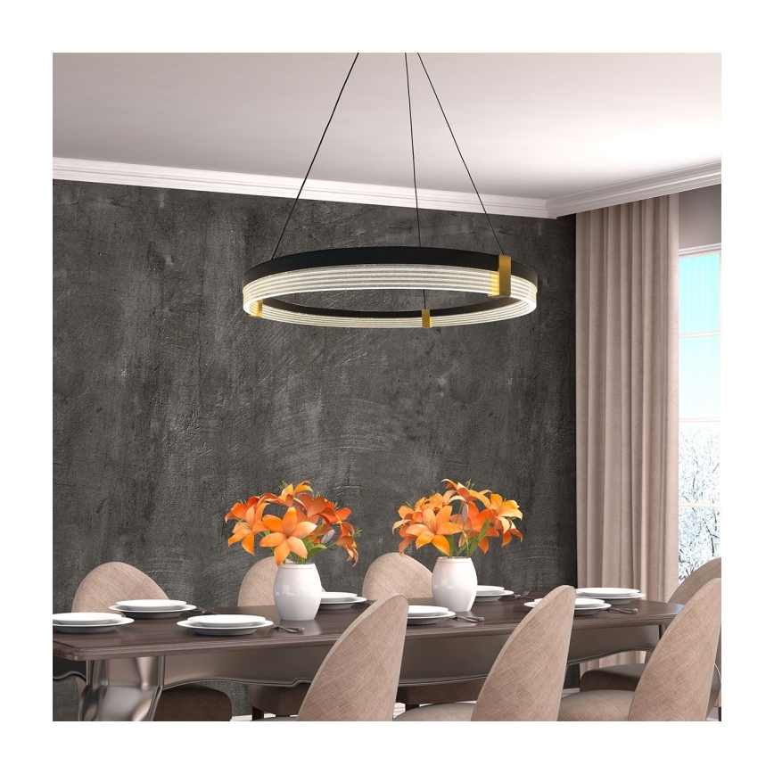 LED luster na sajli TRIANGLE LED/40W/230V 3000/4000/6000K Ø 60 cm, crna