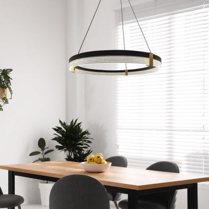 LED luster na sajli TRIANGLE LED/40W/230V 3000/4000/6000K Ø 60 cm, crna
