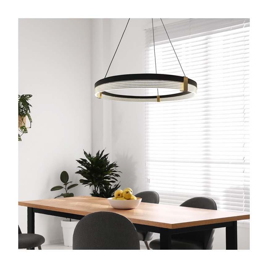 LED luster na sajli TRIANGLE LED/40W/230V 3000/4000/6000K Ø 60 cm, crna