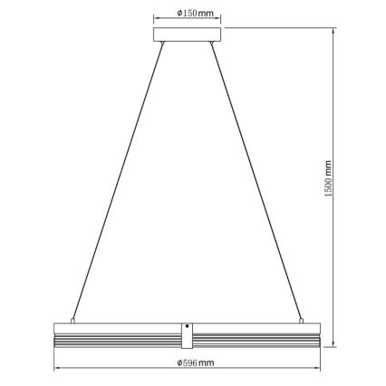 LED luster na sajli TRIANGLE LED/40W/230V 3000/4000/6000K Ø 60 cm, crna