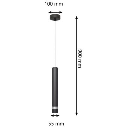 LED luster na sajli TUBA 1xGU10/4,8W/230V crna/sjajni hrom
