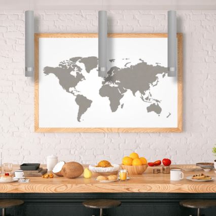 LED luster na sajli TUBA 1xGU10/4,8W/230V siva/sjajni hrom