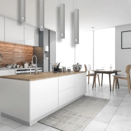 LED luster na sajli TUBA 1xGU10/4,8W/230V siva/sjajni hrom