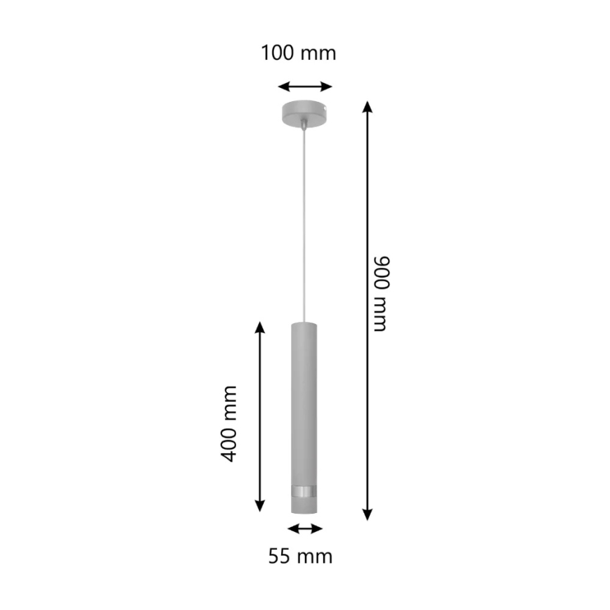 LED luster na sajli TUBA 1xGU10/4,8W/230V siva/sjajni hrom