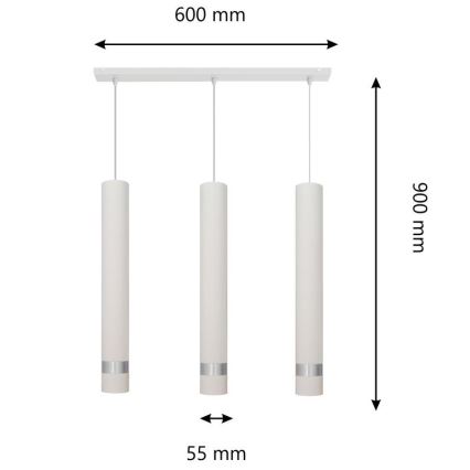LED luster na sajli TUBA 3xGU10/4,8W/230V bela/sjajni hrom