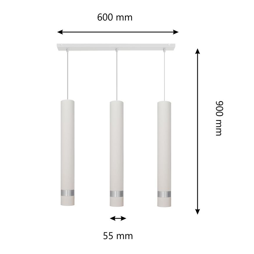 LED luster na sajli TUBA 3xGU10/4,8W/230V bela/sjajni hrom