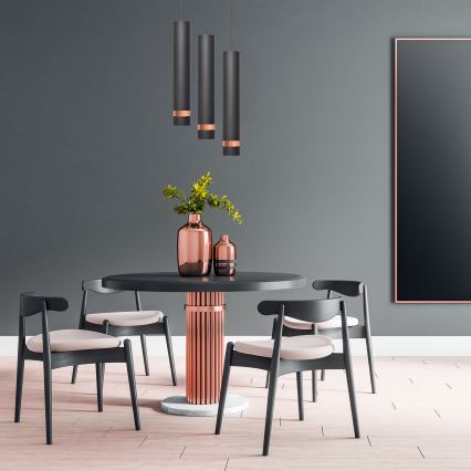 LED luster na sajli TUBA 3xGU10/4,8W/230V crna/bakarna