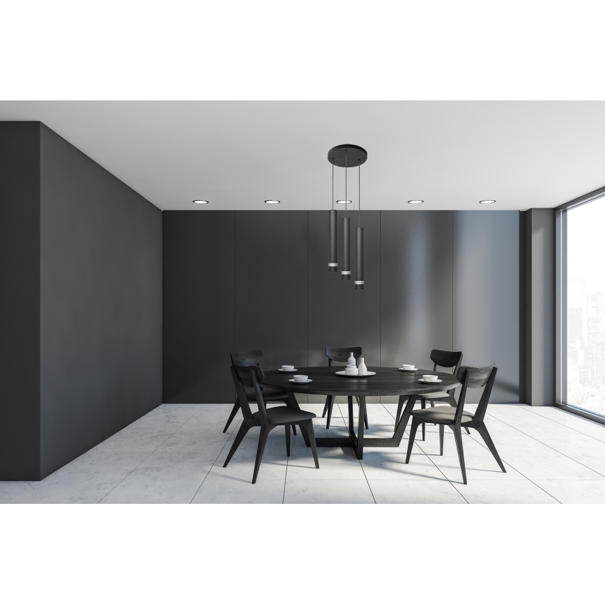 LED luster na sajli TUBA 3xGU10/4,8W/230V crna/sjajni hrom
