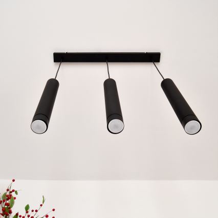 LED luster na sajli TUBA 3xGU10/4,8W/230V crna