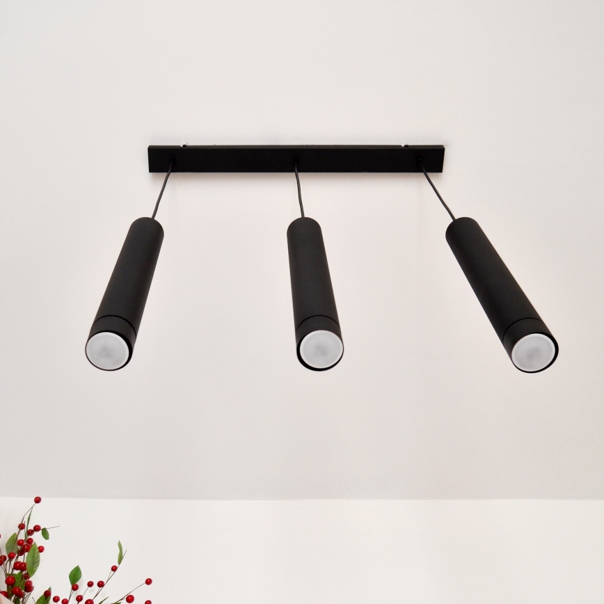LED luster na sajli TUBA 3xGU10/4,8W/230V crna