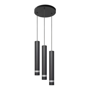 LED luster na sajli TUBA 3xGU10/4,8W/230V crna/sjajni hrom