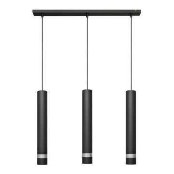 LED luster na sajli TUBA 3xGU10/4,8W/230V crna/sjajni hrom
