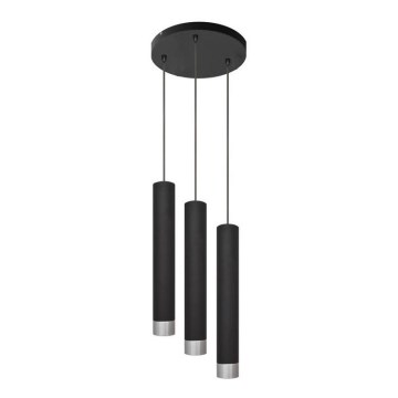LED luster na sajli TUBA 3xGU10/4,8W/230V crna/sjajni hrom