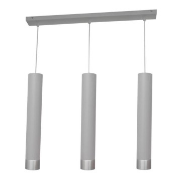 LED luster na sajli TUBA 3xGU10/4,8W/230V siva/sjajni hrom