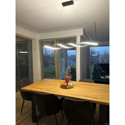 LED luster na sajli TWIST LED/37W/230V 4000K 120 cm crna