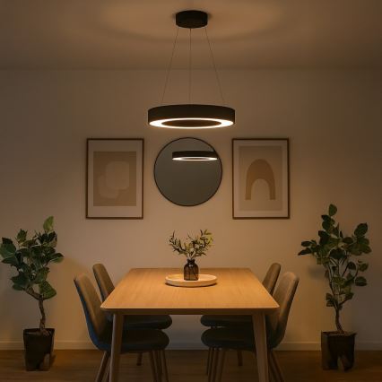 LED luster na sajli UNION LED/40W/230V 3000/4000/6500K prečnik 40 cm crna