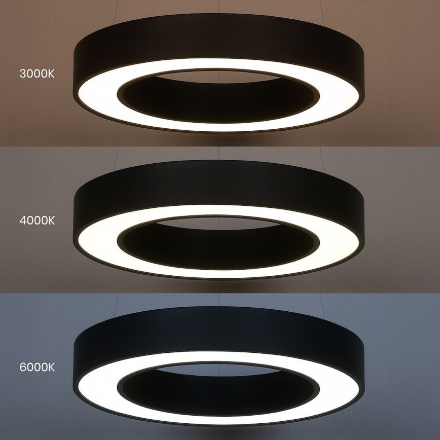 LED luster na sajli UNION LED/40W/230V 3000/4000/6500K prečnik 40 cm crna