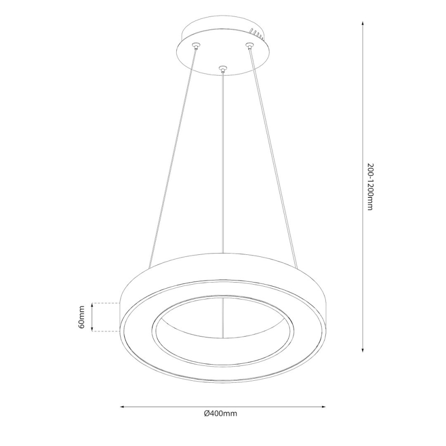 LED luster na sajli UNION LED/40W/230V 3000/4000/6500K prečnik 40 cm crna
