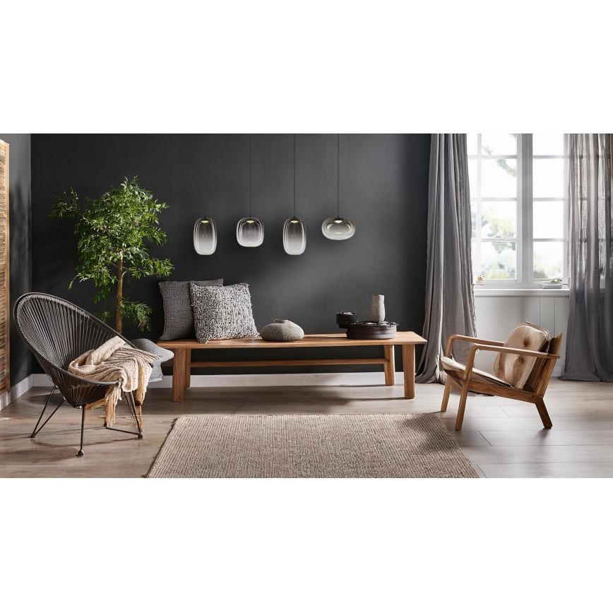 LED luster na sajli VASO LED/15W/230V crna/dimljena