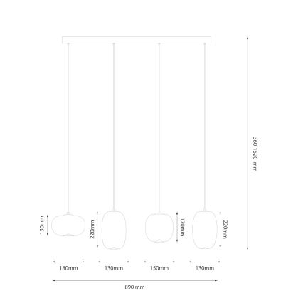 LED luster na sajli VASO LED/15W/230V zlatna/zadimljena