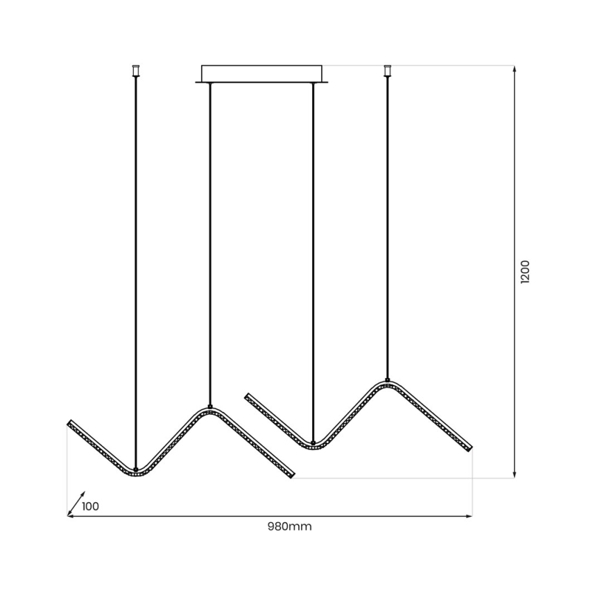 LED luster na sajli VERTE 2xLED/11W/230V crna