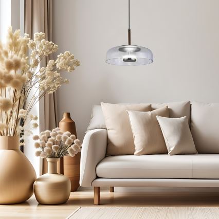 LED luster na sajli VETRO, LED 6W, 230V, prečnik 23 cm, siva/crna