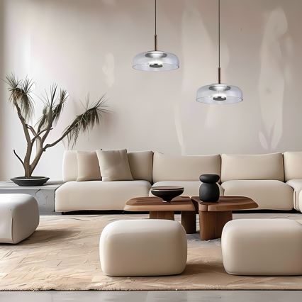 LED luster na sajli VETRO, LED 6W, 230V, prečnik 23 cm, siva/crna