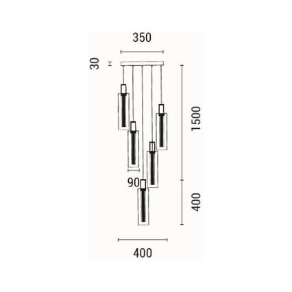 LED luster na sajli VIAL LED/38W/230V 3000K