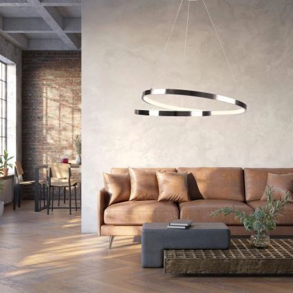 LED luster na sajli ZEFIRA LED/40W/230V 4000K, prečnik 50 cm, sjajni hrom