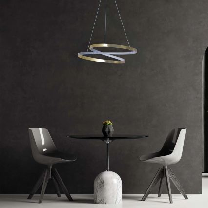 LED luster na sajli ZEFIRA LED/40W/230V 4000K, prečnik 50 cm, zlatna