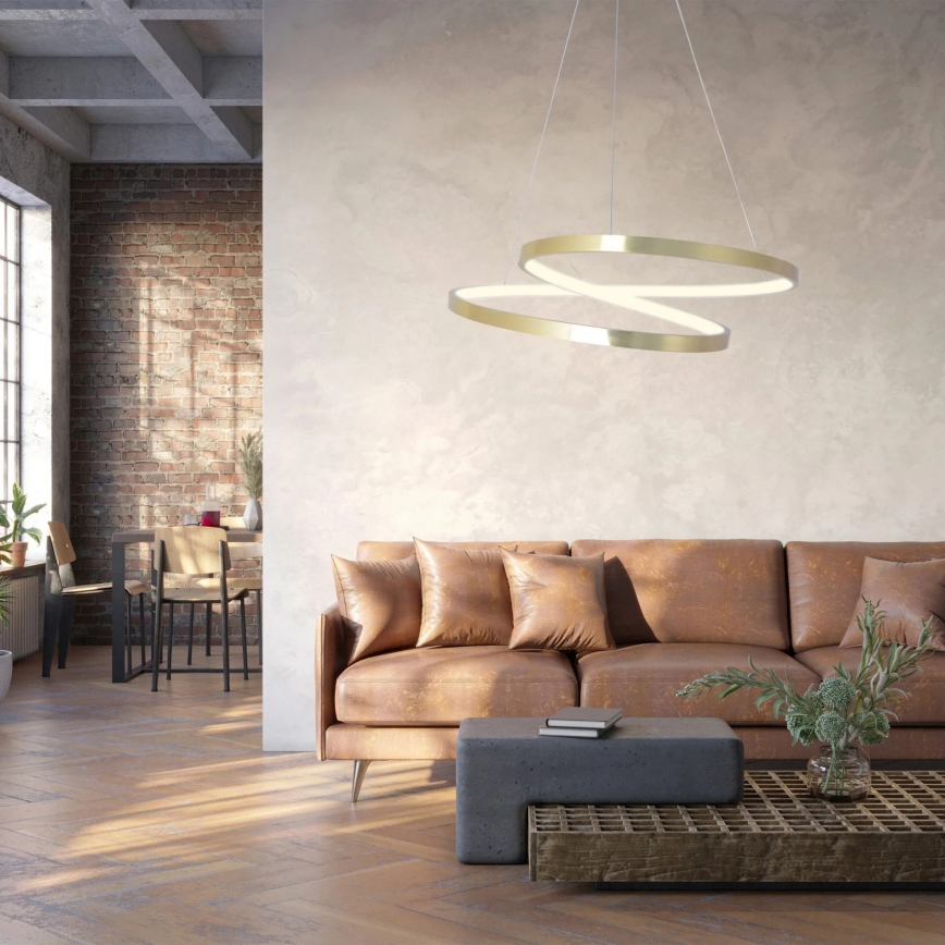 LED luster na sajli ZEFIRA LED/40W/230V 4000K, prečnik 50 cm, zlatna