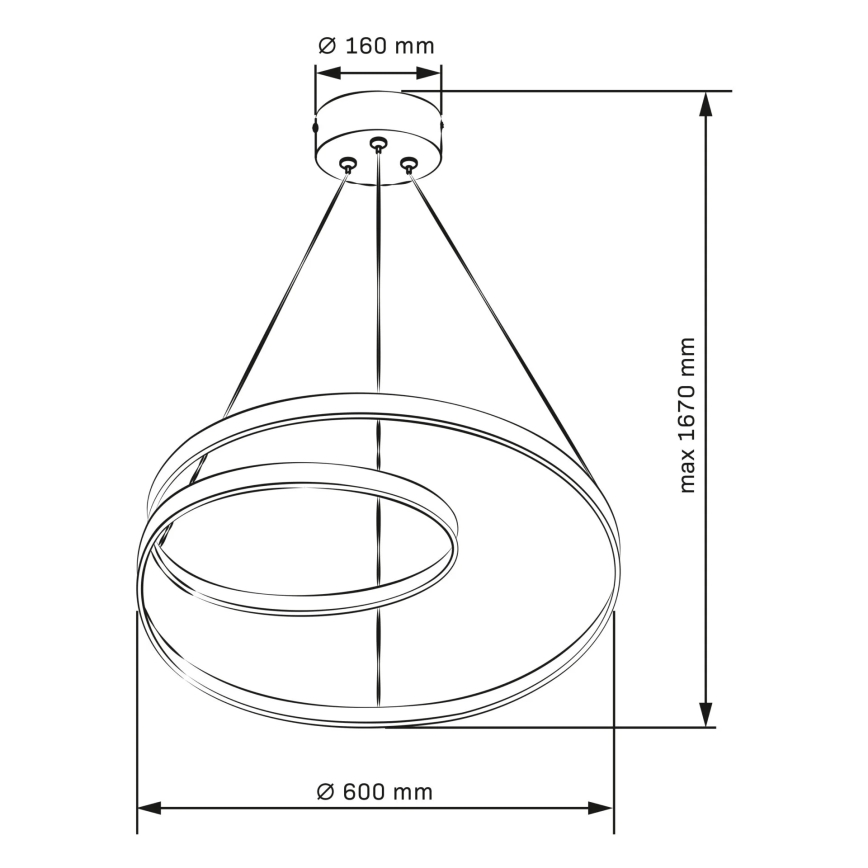 LED luster na sajli ZEFIRA LED/52W/230V 4000K Ø 60 cm antracit