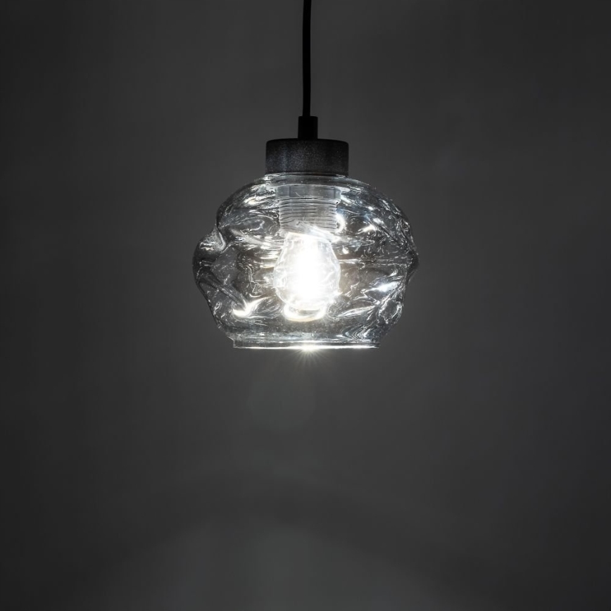 LED luster na sajli ZULIA 1xE27/15W/230V crna/zadimljena crna
