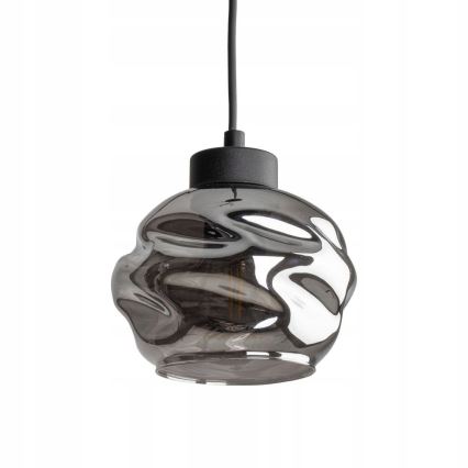 LED luster na sajli ZULIA 1xE27/15W/230V crna/zadimljena crna