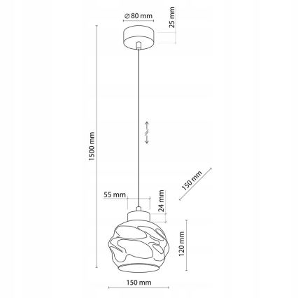 LED luster na sajli ZULIA 1xE27/15W/230V crna/zadimljena crna