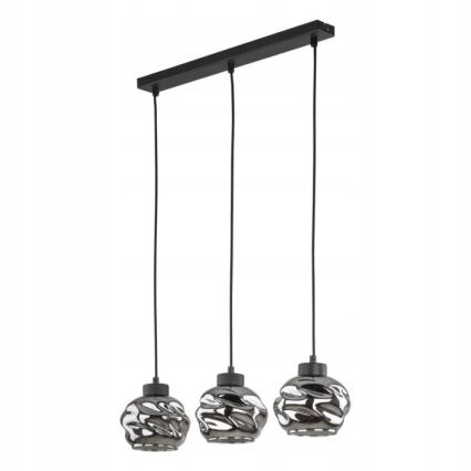 LED luster na sajli ZULIA 3xE27/15W/230V crna/zadimljena crna