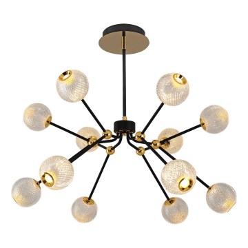 LED luster na šipci GELA 12xLED/5W/230V 3000K crna/zlatna