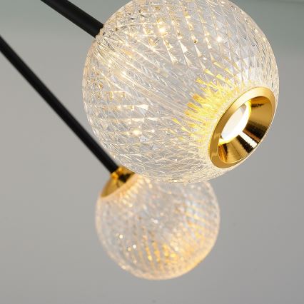 LED luster na šipci GELA 12xLED/5W/230V 3000K crna/zlatna