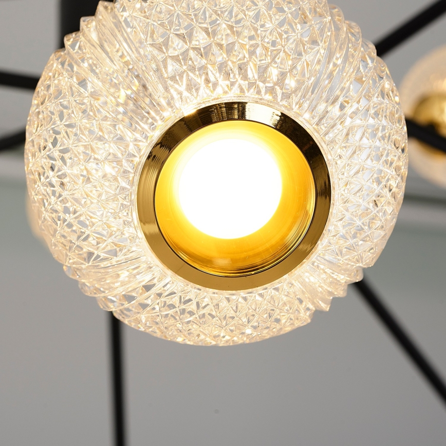 LED luster na šipci GELA 12xLED/5W/230V 3000K crna/zlatna
